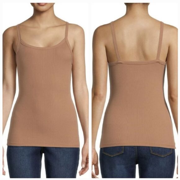 🩵NWT Tierra Brown Ribbed Scoop Neck Sleeveless Top Small - Picture 2 of 12